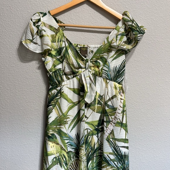 Taylor size 2P leafy green tropical palm leaf print dress with pockets - Picture 4 of 6